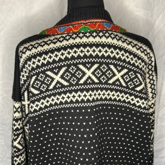 NORDSTRIKK  multi colored 100% Wool cardigan sweater. Unisex Men’s L Women’s  XL - Picture 7 of 10